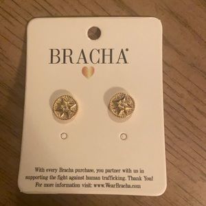 Gold bracha star stud earrings